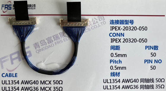 50 Pinli Awg36 Mikro Koaksiyel Kablo Grubu 0.5mm LVDS TV
