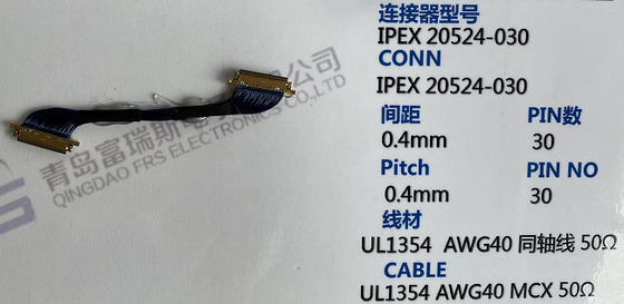 30 Pinli 50 Pinli Elektrik Demeti Grubu 0.4mm LVDS 40 Pinli Kablo Ultra İnce Siyah Kılıf