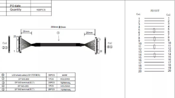 50-15000mm Mikro Koaksiyel Kablo, 15.6 LCD Ekran için 32awg İnce Koaksiyel Kablo