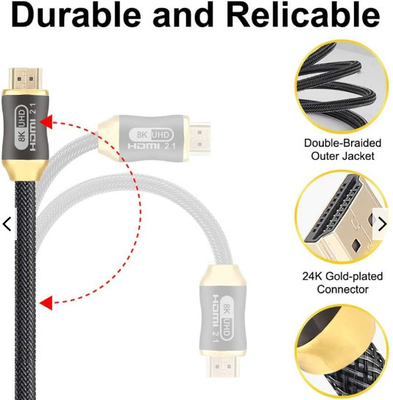 4k 120hz Hdmi 2.1 Ultra Yüksek Hızlı Hdmi Kablosu 30awg Tel