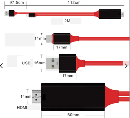 IPhone 13 13Plus için Hdmi'ye 8 Pin 2m HDMI Kablo Montajı 1080p Ses Kablosu