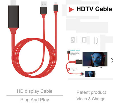 IPhone 13 13Plus için Hdmi'ye 8 Pin 2m HDMI Kablo Montajı 1080p Ses Kablosu