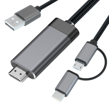 2 1 1080p Mikro Hdmi Kablo Alüminyum Hdmi - Usb C Kablosu